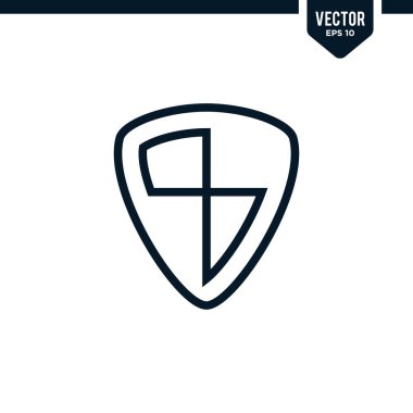 Çizilmiş ya da çizgi biçiminde kalkan simgesi koleksiyonu, düzenlenebilir vuruş vektörü