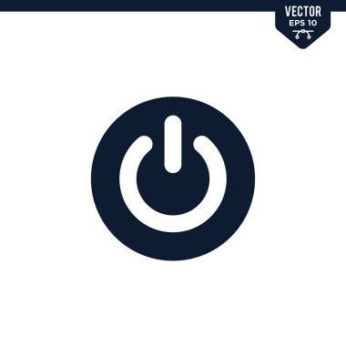 Düz biçimli güç düğmesi simgesi koleksiyonu, katı renk vektörü