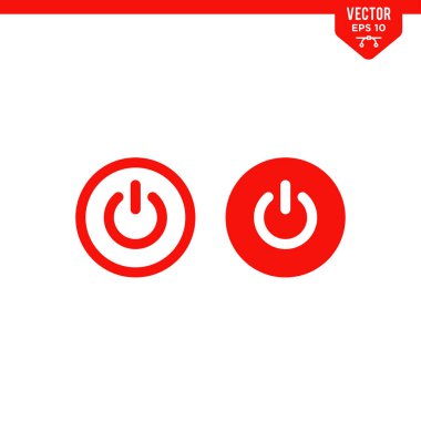 Düz biçimli güç düğmesi simgesi koleksiyonu, katı renk vektörü