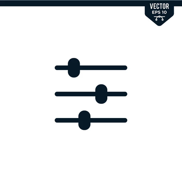 均衡器或设置图标集合的字形 实色矢量 — 图库矢量图片