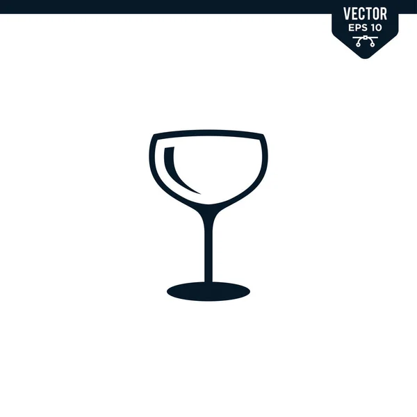 Colección Iconos Copa Vino Estilo Glifo Vector Color Sólido — Vector de stock