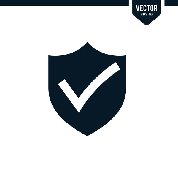 Ícone Escudo Incorporado Com Marca Seleção Relacionado Coleção Ícones Proteção — Vetor de Stock