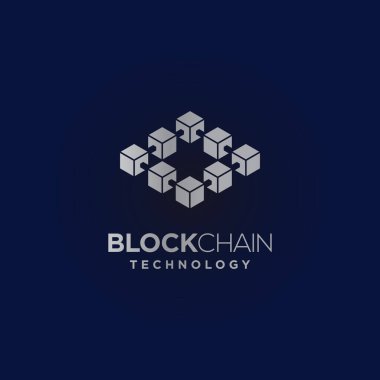 Zincir teknolojisi logo tasarımını engelle. Dijital para birimi madencilik ikonu. Bitcoin servisi.