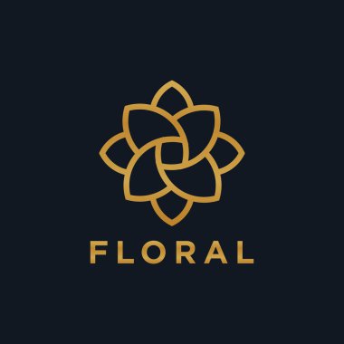 Butik, Otel, Restoran, Mücevher, Tatil Köyü veya İçişleri ile ilgili lüks çiçek logosu. Çiçek amblemi tasarımı. Çiçek simgesi konsepti.