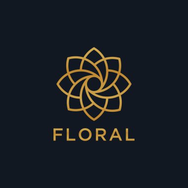 Butik, Otel, Restoran, Mücevher, Tatil Köyü veya İçişleri ile ilgili lüks çiçek logosu. Çiçek amblemi tasarımı. Çiçek simgesi konsepti.