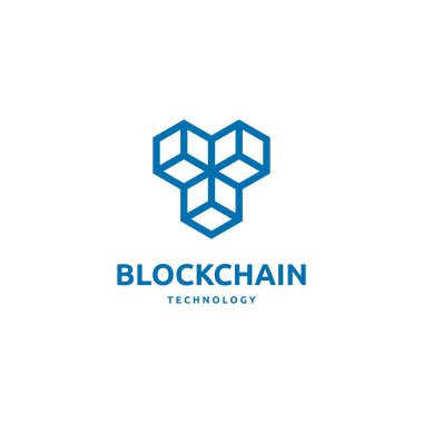 Zincir teknolojisi logo tasarımını engelle. Dijital para birimi madencilik ikonu. Bitcoin servisi.