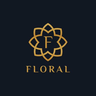 Butik, Otel, Restoran, Mücevher, Tatil Köyü veya İçişleri ile ilgili lüks çiçek logosu. Çiçek amblemi tasarımı. Çiçek simgesi konsepti.
