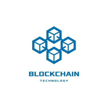 Zincir teknolojisi logo tasarımını engelle. Dijital para birimi madencilik ikonu. Bitcoin servisi.