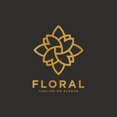 Butik, Otel, Restoran, Mücevher, Tatil Köyü veya İçişleri ile ilgili lüks çiçek logosu. Çiçek amblemi tasarımı. Çiçek simgesi konsepti.