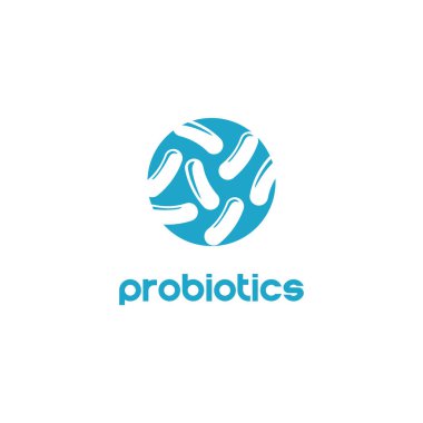Probiyotik bakterilerle ilgili logo tasarımı. Terapi için sağlıklı besin maddesi.