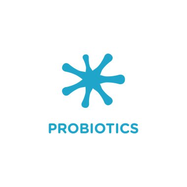 Probiyotik bakterilerle ilgili logo tasarımı. Terapi için sağlıklı besin maddesi.