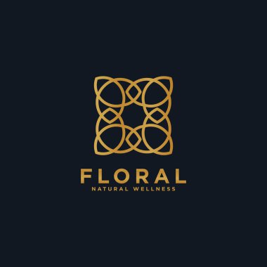 Butik, Otel, Restoran, Mücevher, Tatil Köyü veya İçişleri ile ilgili lüks çiçek logosu. Çiçek amblemi tasarımı. Çiçek simgesi konsepti.