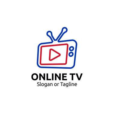 Online televizyon logosu tasarımı. Akıllı televizyon ikonu. TV logosu