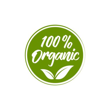 Organik, doğal ürün logosu veya etiketi. Tasarım menüsü restoranı, kafe veya vejetaryen ürün