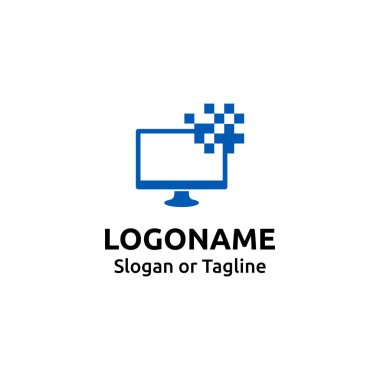 Kişisel Bilgisayar Hizmeti Simgesi. Bilgisayar onarım logosu tasarımı. PC onarım logosu kavramı