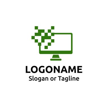 Kişisel Bilgisayar Hizmeti Simgesi. Bilgisayar onarım logosu tasarımı. PC onarım logosu kavramı