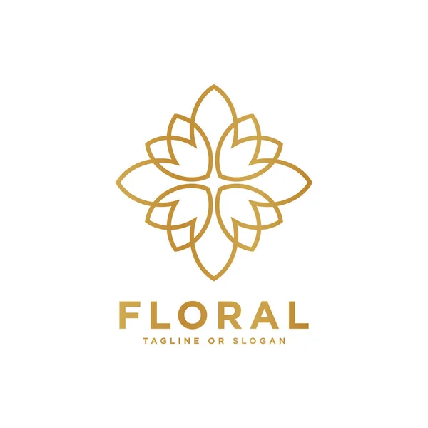 Çiçek amblemi tasarımı. Çiçek ikonu konsepti. Butik, Otel, Restoran, Mücevher, Tatil Köyü veya İçişleriyle ilgili lüks çiçek logosu