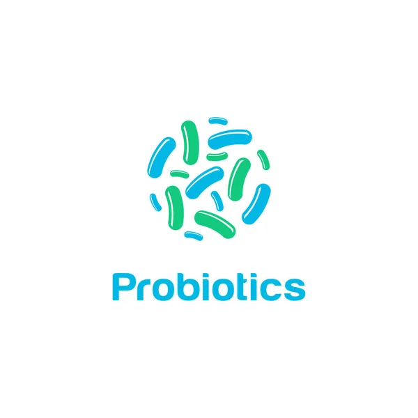 Probiyotik bakterilerle ilgili logo tasarımı. Terapi için sağlıklı besin maddesi.
