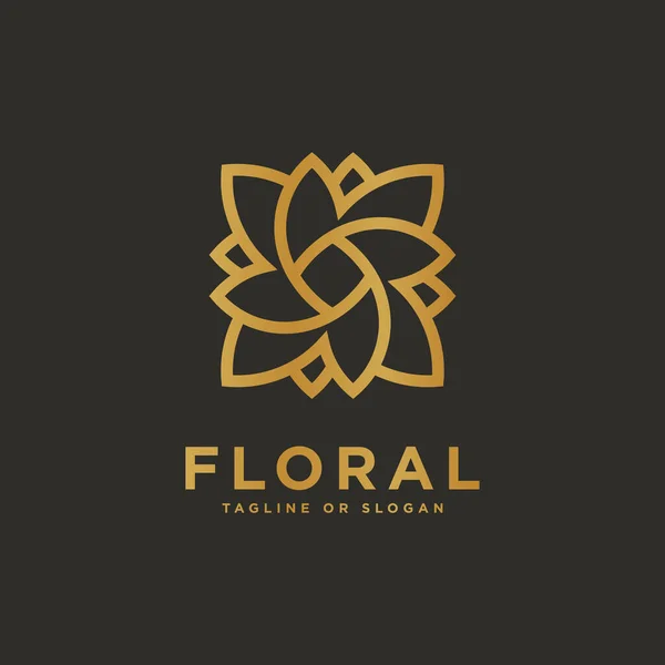 Logo Floreale Lusso Relativo Boutique Hotel Ristorante Gioielli Resort Interni — Vettoriale Stock