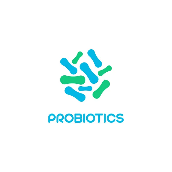 Probiyotik bakterilerle ilgili logo tasarımı. Terapi için sağlıklı besin maddesi.
