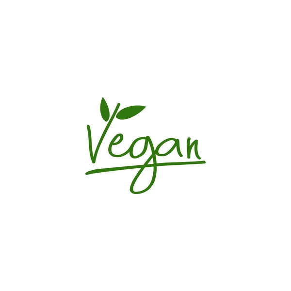 Letras Vegan Com Folha Impressão Adesivo Selo Vegetariano — Vetor de Stock