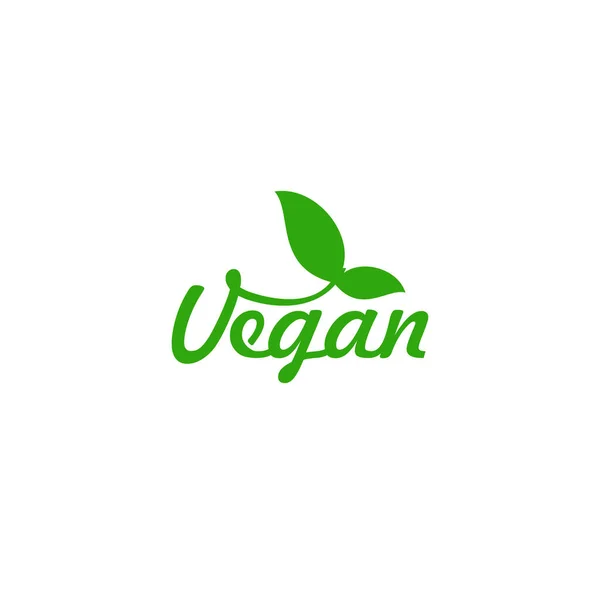 Vegan Lettering Leaf Vegetarian Stamp Sticker Print — Stock Vector