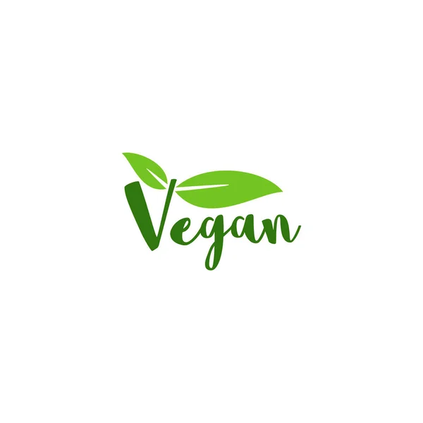 Letras Vegan Com Folha Impressão Adesivo Selo Vegetariano — Vetor de Stock