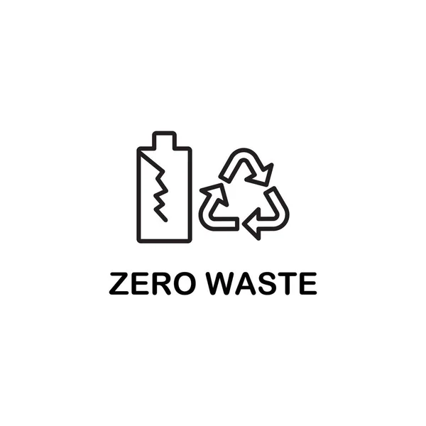 Zero Waste Campaign Logo Design Outlined Style — Stock Vector