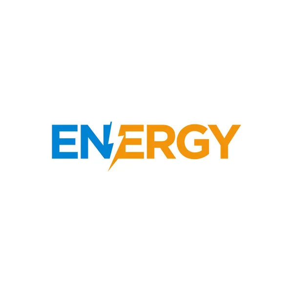 Testo Energy Incorporato Con Concetto Progettazione Del Logo Fulmine — Vettoriale Stock