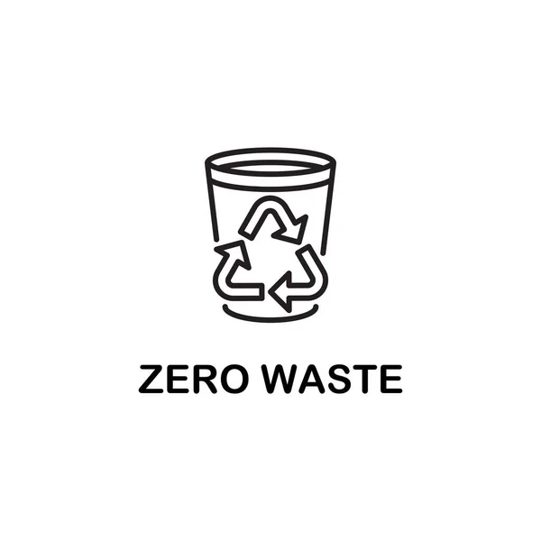 Zero Waste Campaign Logo Design Outlined Style — Stock Vector