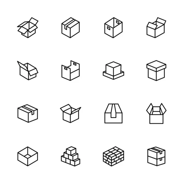 Line Icon Set Met Betrekking Tot Papier Doos Model Stijl — Stockvector