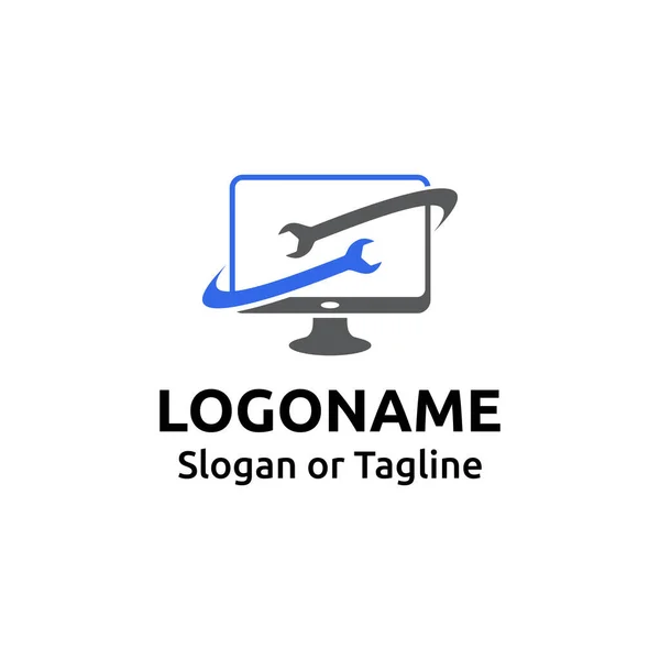 Kişisel Bilgisayar Hizmeti Simgesi Bilgisayar Onarım Logosu Tasarımı Onarım Logosu — Stok Vektör