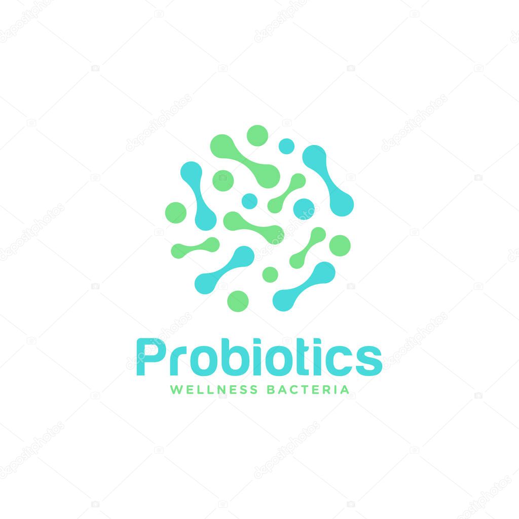 Logo design related to probiotics bacteria. Healthy nutrition ingredient for therapeutic