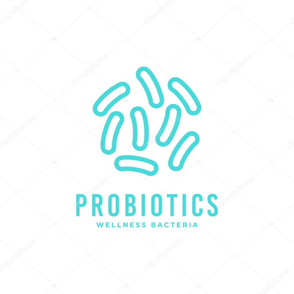 Logo design related to probiotics bacteria. Healthy nutrition ingredient for therapeutic