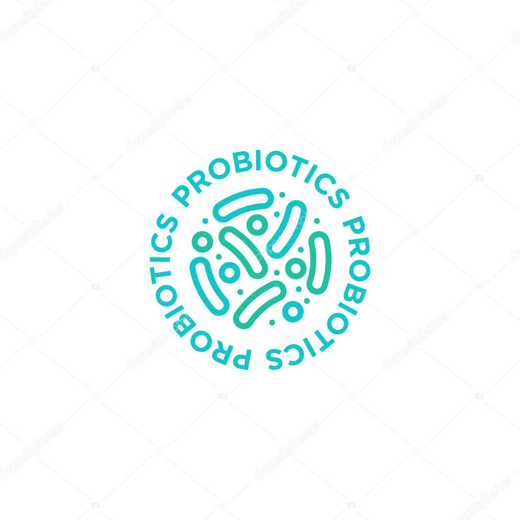 Logo design related to probiotic bacteria. Healthy nutrition ingredient for therapeutic.