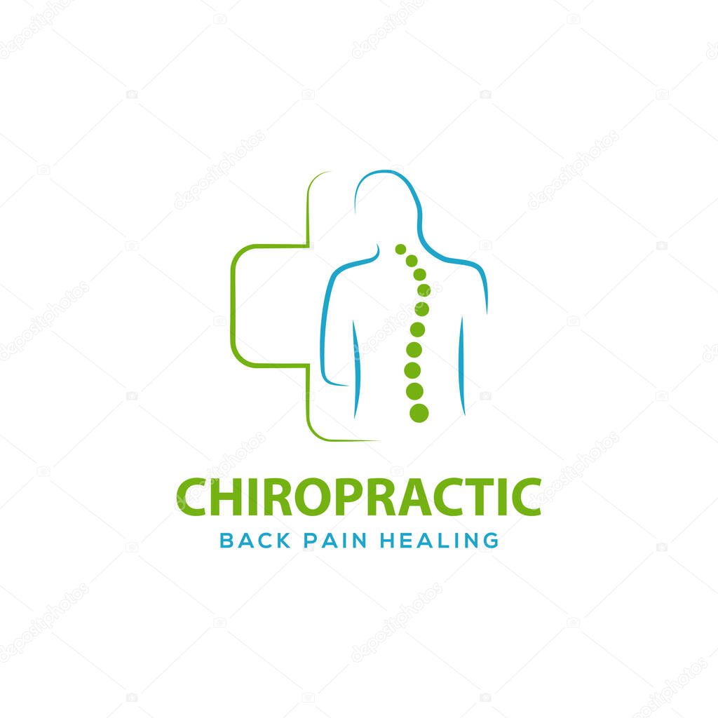 Chiropractic logo design. Spine logo template. Spinal icon. Backbone icon related to Physio therapy