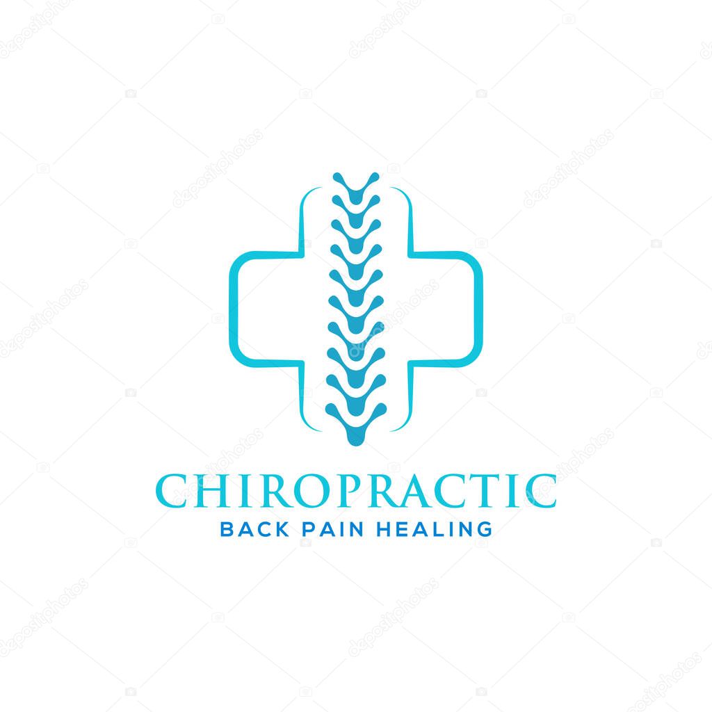 Chiropractic logo design. Spine logo template. Spinal icon. Backbone icon related to Physio therapy