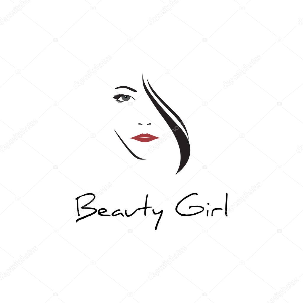 Logo design for beauty salon, beauty care or make up artist. Beauty Face illustration.
