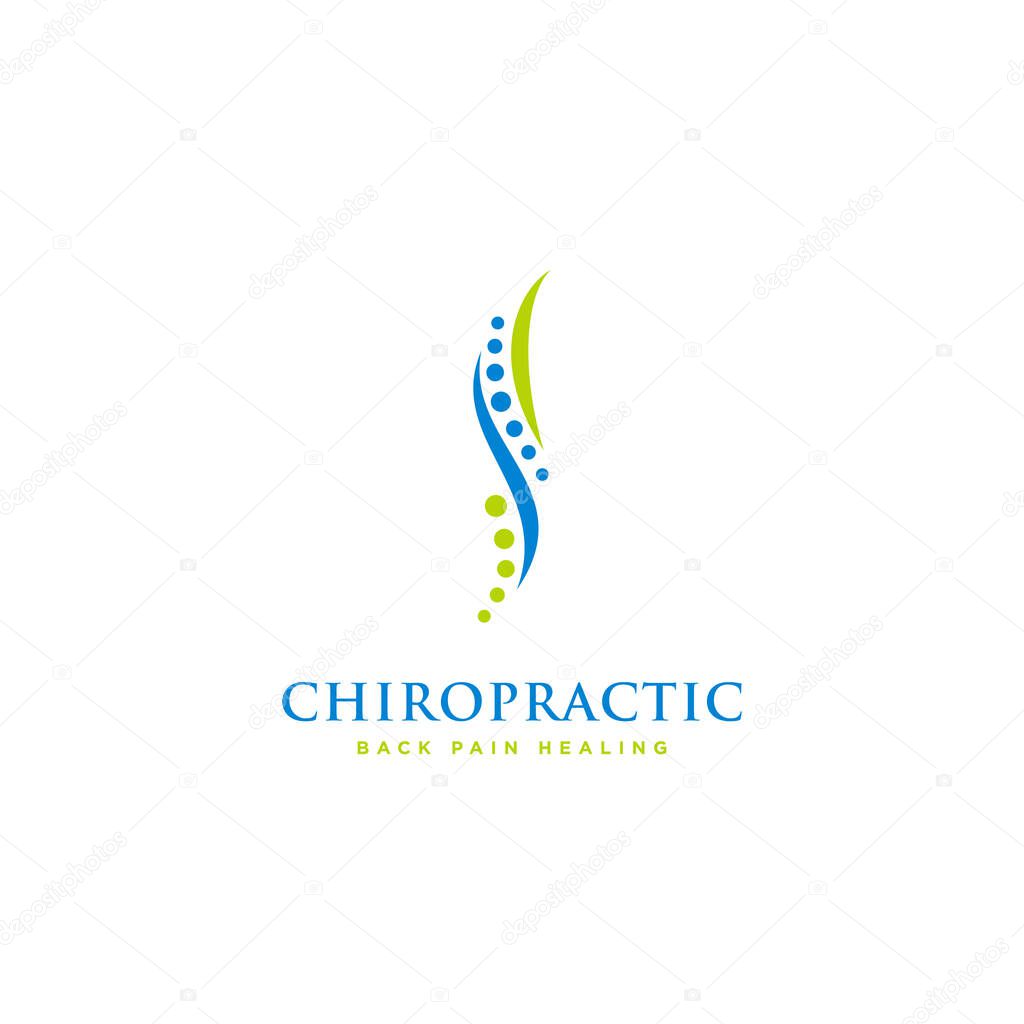 Chiropractic logo design. Spine logo template. Spinal icon. Backbone icon. Physio therapy logo