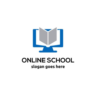 Çevrimiçi Eğitim logosu tasarım şablonu. Çevrimiçi rota logosu tasarımı. Çevrimiçi Öğrenme logosu