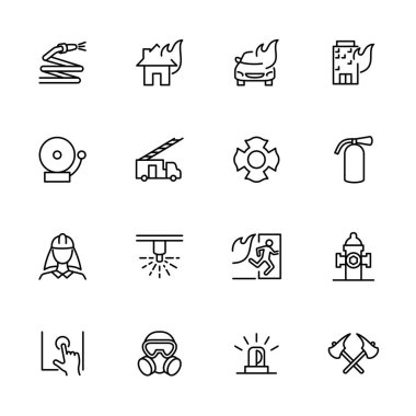 İtfaiye veya itfaiye hattı ikonu seti. Düzenlenebilir vuruş vektörü, beyaz arkaplanda izole