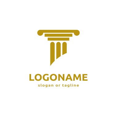 Sütun simgesi tasarımı. Avukat, hukuk firması, avukat, bina, mimar veya üniversite ile ilgili yaratıcı sütun logosu tasarımı