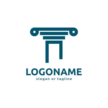 Sütun simgesi tasarımı. Avukat, hukuk firması, avukat, bina, mimar veya üniversite ile ilgili yaratıcı sütun logosu tasarımı