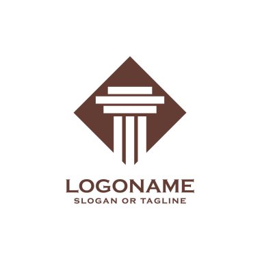 Sütun simgesi tasarımı. Avukat, hukuk firması, avukat, bina, mimar veya üniversite ile ilgili yaratıcı sütun logosu tasarımı
