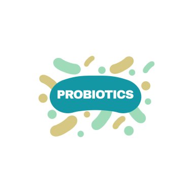 Probiyotik bakterilerle ilgili logo tasarımı. Terapi için sağlıklı besin maddesi