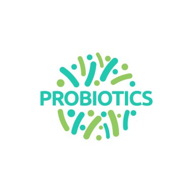 Probiyotik bakterilerle ilgili logo tasarımı. Terapi için sağlıklı besin maddesi