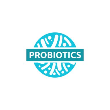 Probiyotik bakterilerle ilgili logo tasarımı. Terapi için sağlıklı besin maddesi