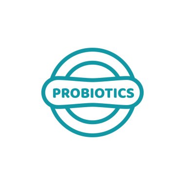 Probiyotik bakterilerle ilgili logo tasarımı. Terapi için sağlıklı besin maddesi