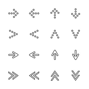 Çizilmiş ok seti, sol, sağ, yukarı ve aşağı. Düzenlenebilir vuruş vektörü, beyaz arkaplanda izole. (4 'te 2 )