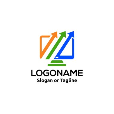 Bilgisayar servis logosu, web servis logosu, veri analitik simgesi, veri işleme sonuç sembolü